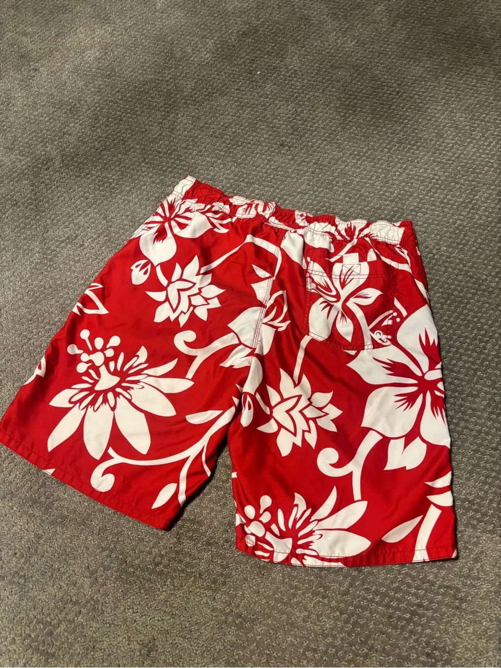 Old Navy Red and White Floral Swim Trunks